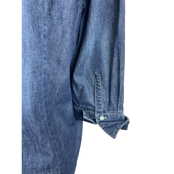 Chicos Womens Devine Denim Lizza 3/4 Sleeve Top Size 2 Indigo Blue Button-Up