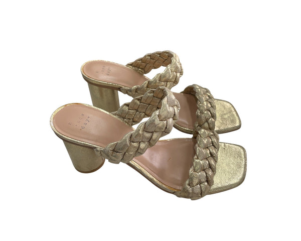 A New Day Gold Braided Block Heel Sandals Size 9 Womens Fashion Footwear
