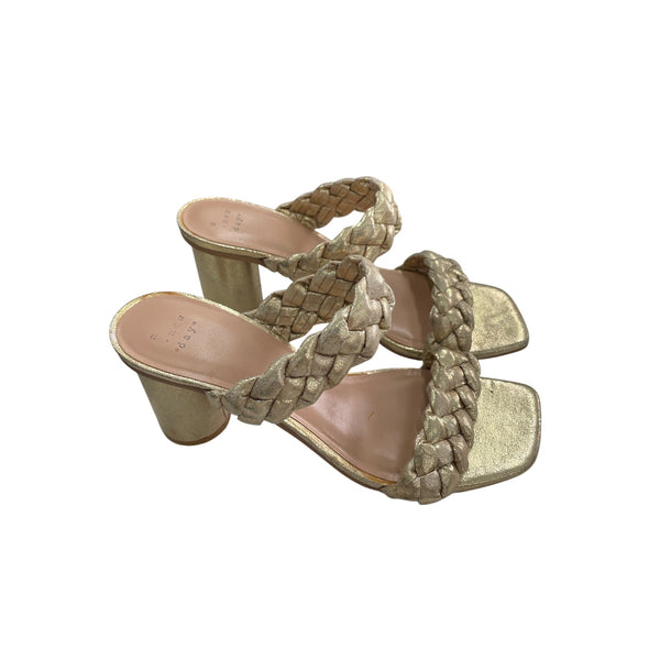 A New Day Gold Braided Block Heel Sandals Size 9 Womens Fashion Footwear