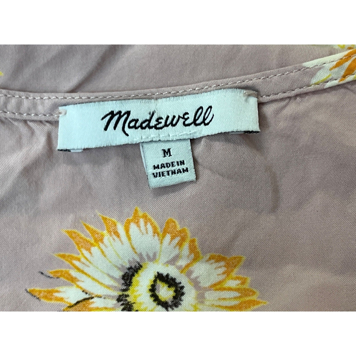 Madewell Women's Pink V- Neck Cropped Floral Short Sleeve Tie Wrap Blouse Sz M