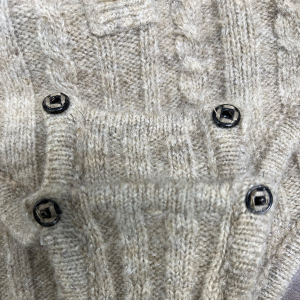 Tach Women’s Brown Cable Knit V Neck Long Sleeve Bodysuit Sweater Size S