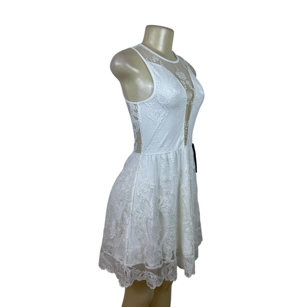 For Love & Lemons Womens Ivory Lace Dress Graceful Design Size XS - New