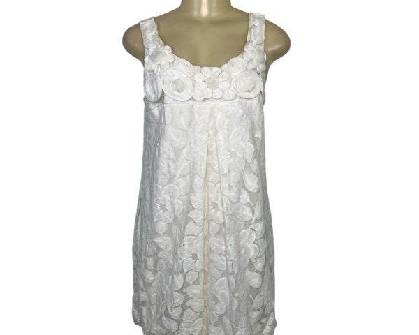 White Floral Lace Sleeveless Mini Dress By Twentyone Size M