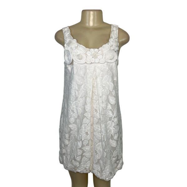 White Floral Lace Sleeveless Mini Dress By Twentyone Size M