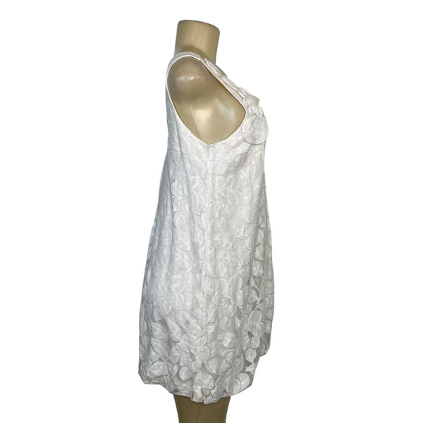 White Floral Lace Sleeveless Mini Dress By Twentyone Size M