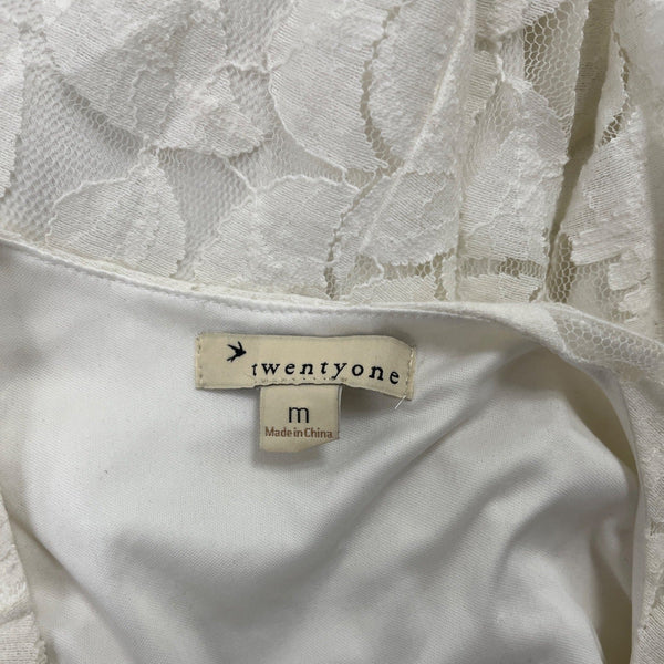 White Floral Lace Sleeveless Mini Dress By Twentyone Size M