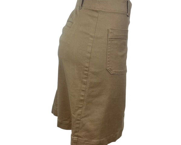 Loft Womens Tan Cotton Button-Down Skirt With Front Pockets  Sz 14T
