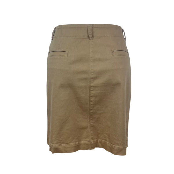 Loft Womens Tan Cotton Button-Down Skirt With Front Pockets  Sz 14T