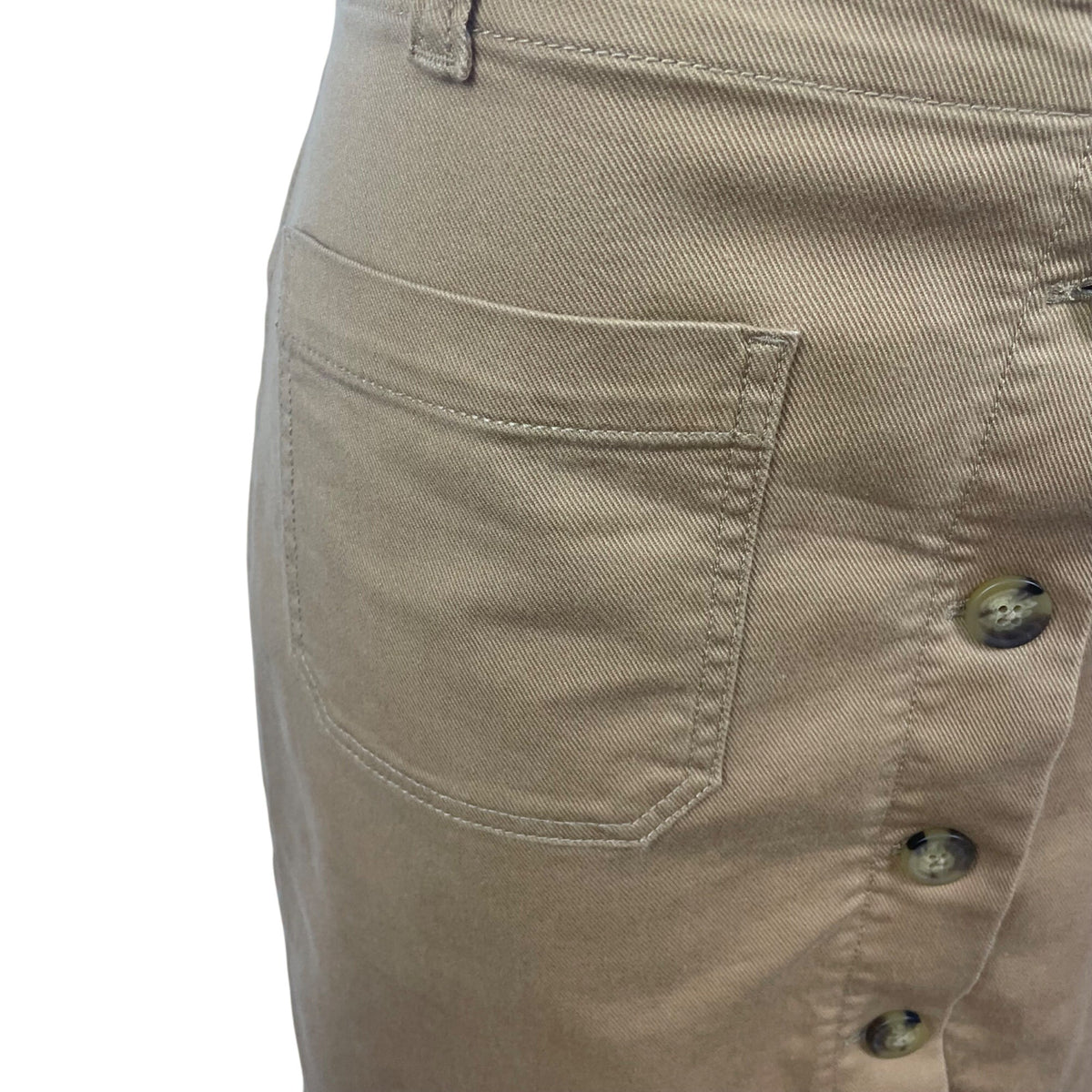Loft Womens Tan Cotton Button-Down Skirt With Front Pockets  Sz 14T