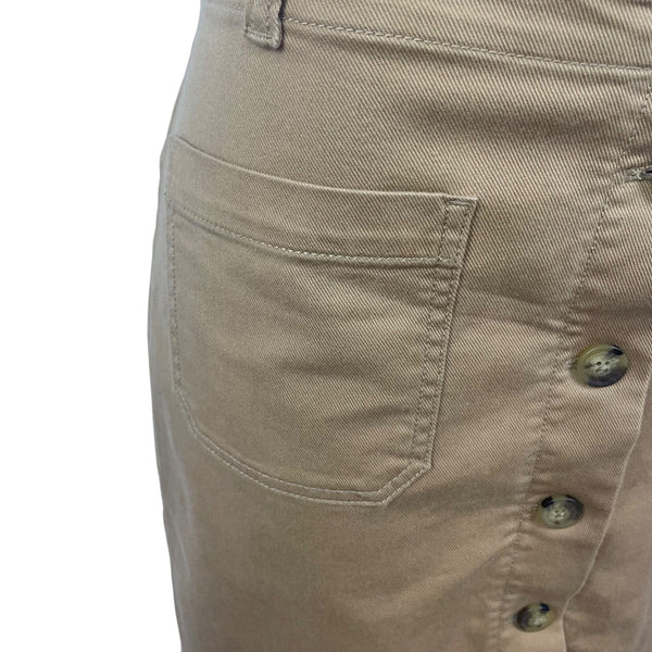 Loft Womens Tan Cotton Button-Down Skirt With Front Pockets  Sz 14T