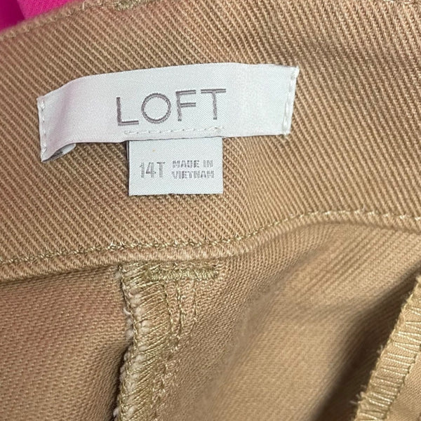 Loft Womens Tan Cotton Button-Down Skirt With Front Pockets  Sz 14T