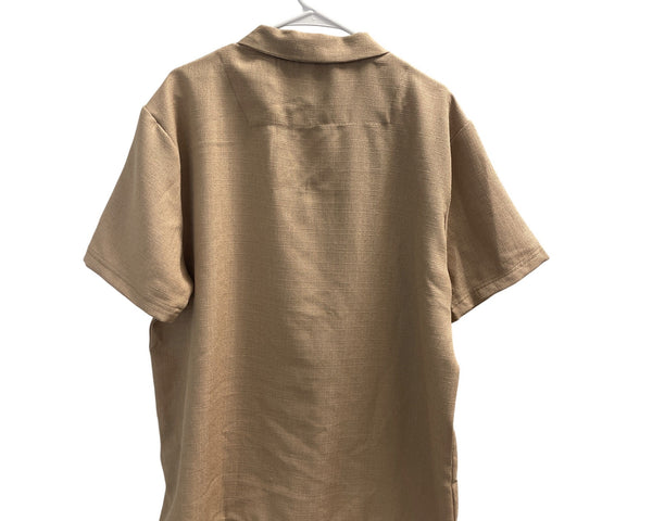 Nova Men Short Sleeve Button-Up Shirt XL Beige Casual
