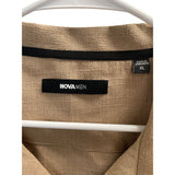 Nova Men Short Sleeve Button-Up Shirt XL Beige Casual