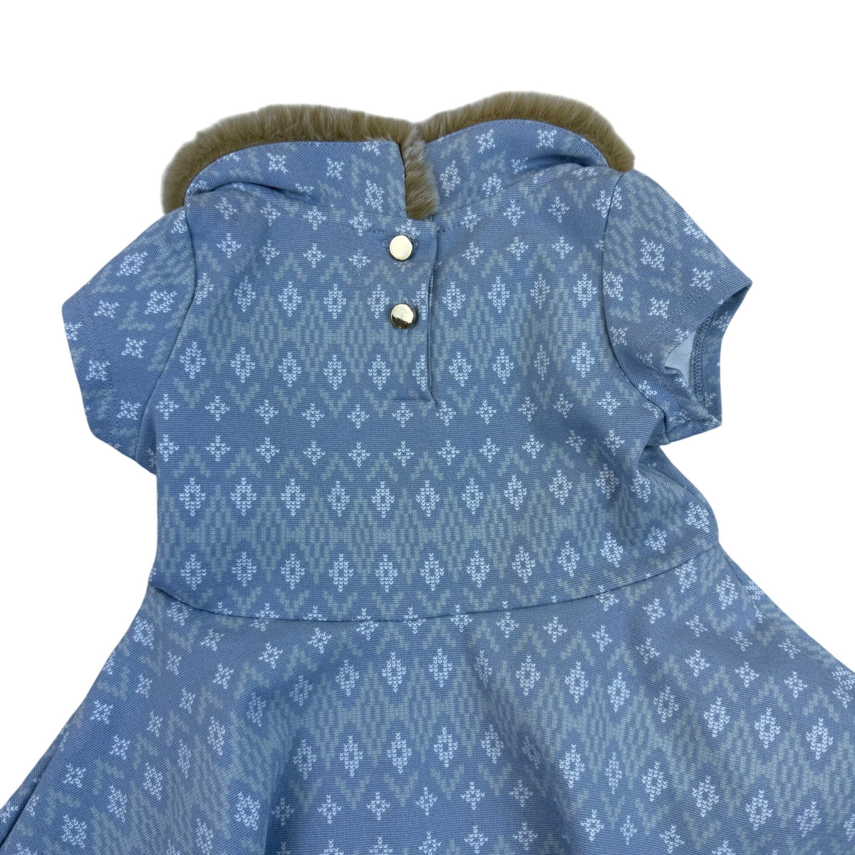 Hope & Henry Girls Blue Organic Blend Dress Faux Fur Collar 12-18M Winter - New