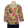 Magic Crush Tropical Floral Crinkled Top One Size Fits S-L Lightweight Stretchy