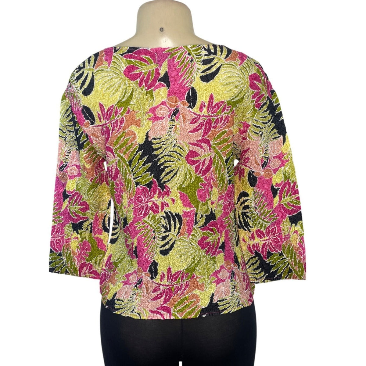 Magic Crush Tropical Floral Crinkled Top One Size Fits S-L Lightweight Stretchy
