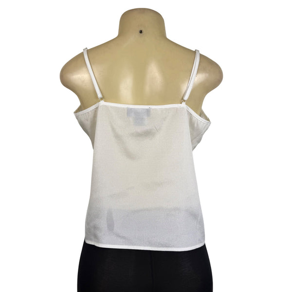 Gracia Womens White Floral Eyelet Lace Peplum Top  Size M