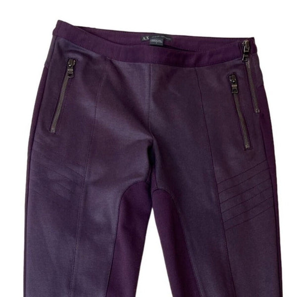 Armani Exchange Women's Dark Purple Slim Fit Stretchable Pants Sz 2