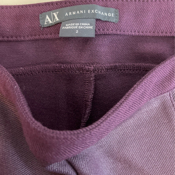 Armani Exchange Women's Dark Purple Slim Fit Stretchable Pants Sz 2