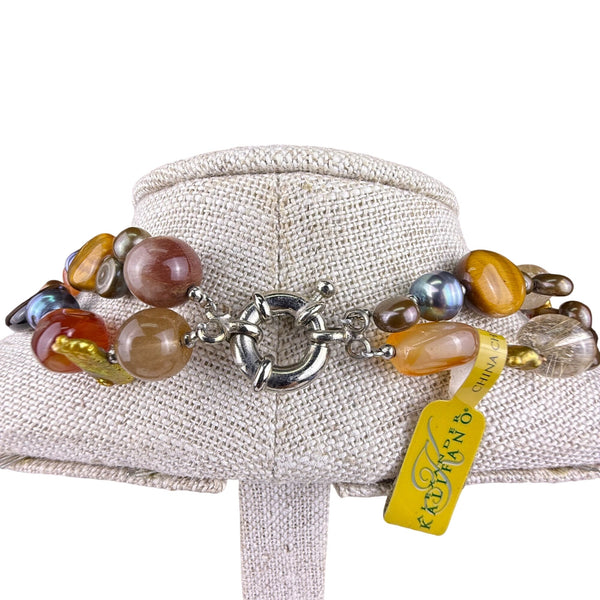 Alexander Kalifano Womens Multicolor Beaded Necklace Natural Stone & Pearl