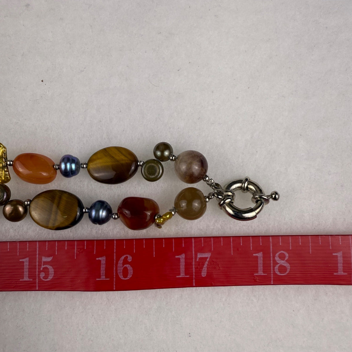 Alexander Kalifano Womens Multicolor Beaded Necklace Natural Stone & Pearl