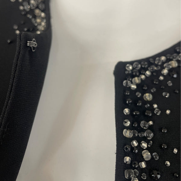Nipon Boutique Black Beaded Open Front Womens Jacket Sz 16W