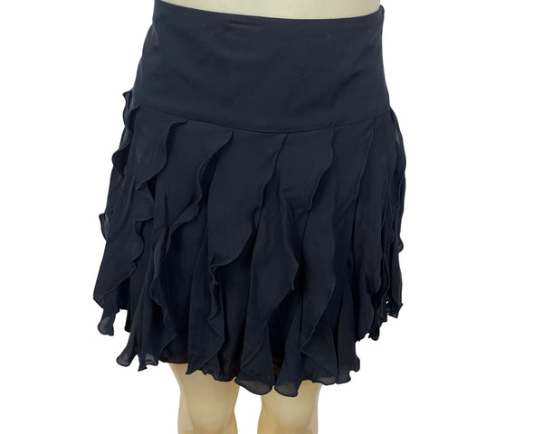 Inc Black Ruffled Mini Skirt Size 6 Women’s Elegant Design - New