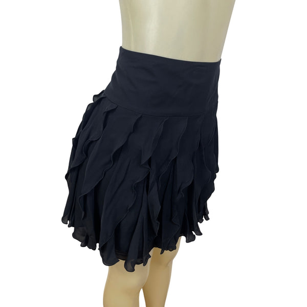 Inc Black Ruffled Mini Skirt Size 6 Women’s Elegant Design - New