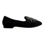 Sesto Meucci Black Suede With Beaded Fringe Embellishment Loafers Sz 7.5 N