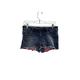Forever 21 Womens Distressed Denim Shorts Red Bandana Accent Pockets Comfortable Size 29