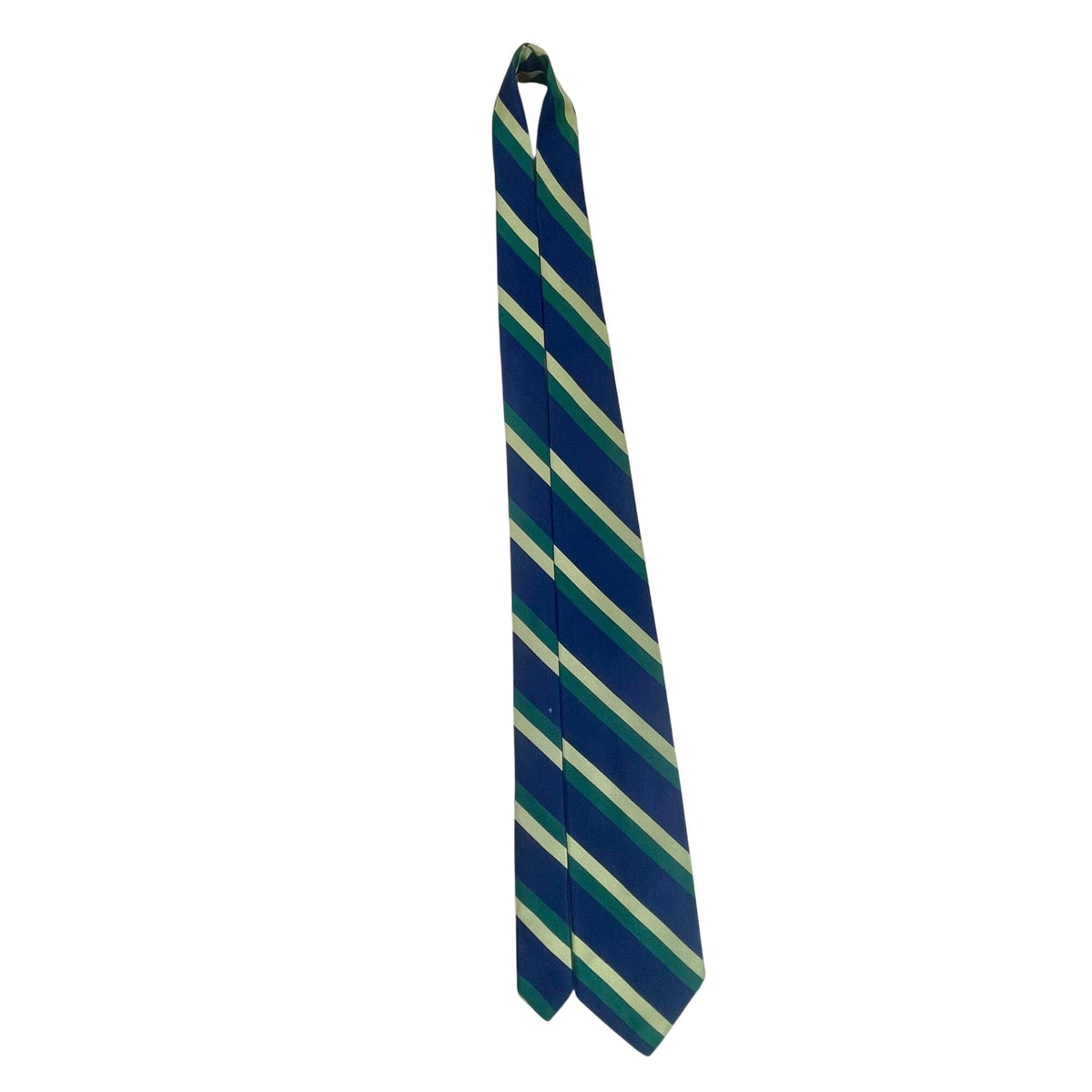 Vintage Brooks Brothers Blue & Green Striped Silk Tie Classic Design
