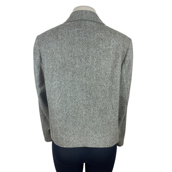 Talbots Women's Herringbone Tweed Blazer Jacket Button Front Gray Size 14