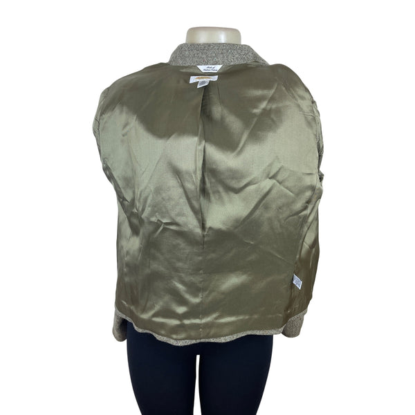 Talbots Women's Herringbone Tweed Blazer Jacket Button Front Gray Size 14