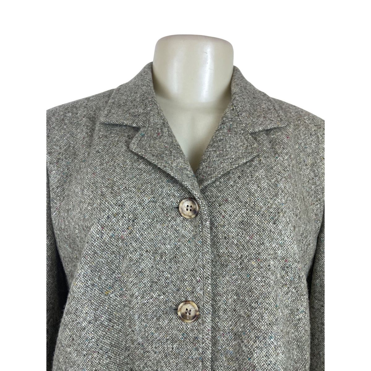 Talbots Women's Herringbone Tweed Blazer Jacket Button Front Gray Size 14