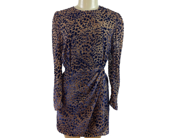 The Kooples Paris Womens Leopard Print Long Sleeve Mini Dress Size 2