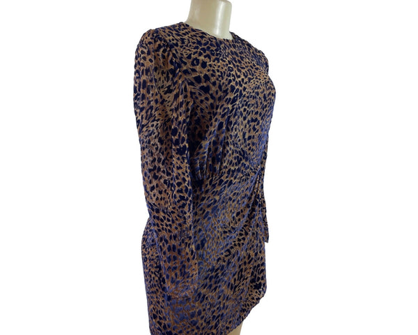 The Kooples Paris Womens Leopard Print Long Sleeve Mini Dress Size 2