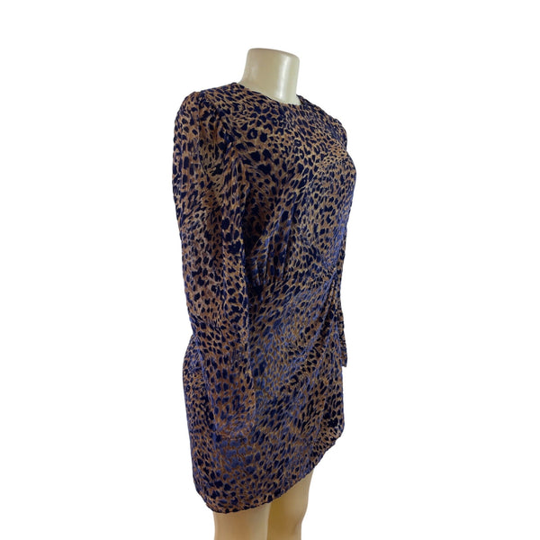 The Kooples Paris Womens Leopard Print Long Sleeve Mini Dress Size 2