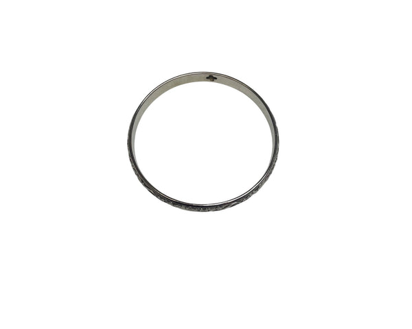 Floral Engraved Womens Silver-Tone Metal Bangle Bracelet Elegant Design