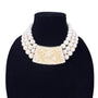 Vintage Ornate Cream Beaded Necklace With Intricate Centerpiece Adjustable Length