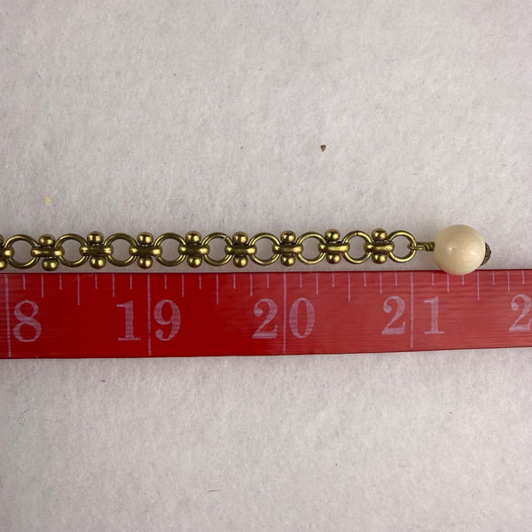 Vintage Ornate Cream Beaded Necklace With Intricate Centerpiece Adjustable Length