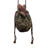 Talbots Women's Gold & Copper Renaissance Drawstrings Shoulder Pouch Sz M
