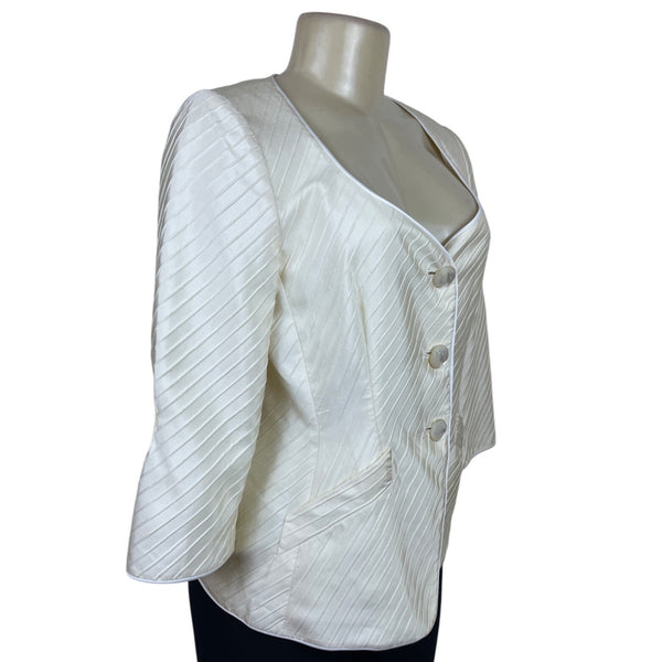 Armani Women’s Ivory Diagonal Stripe Satin-Like Blazer Sz 8