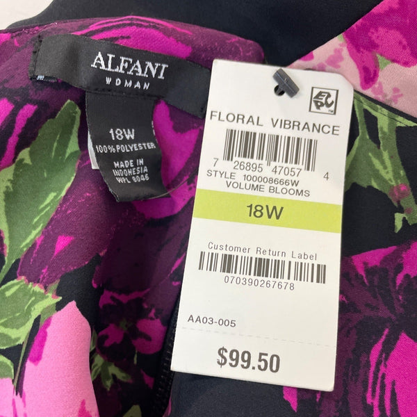 Alfani Women's Purple Stretchable Bodycon Sleeveless Flowery Dress Sz 18W  - NWT