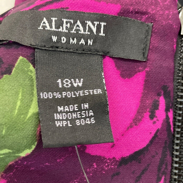 Alfani Women's Purple Stretchable Bodycon Sleeveless Flowery Dress Sz 18W  - NWT