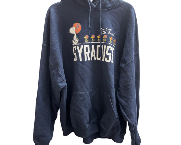 Gildan Mens Navy Cotton Blend Syracuse Hoodie Sweatshirt Snoopy Graphic Size 2XL