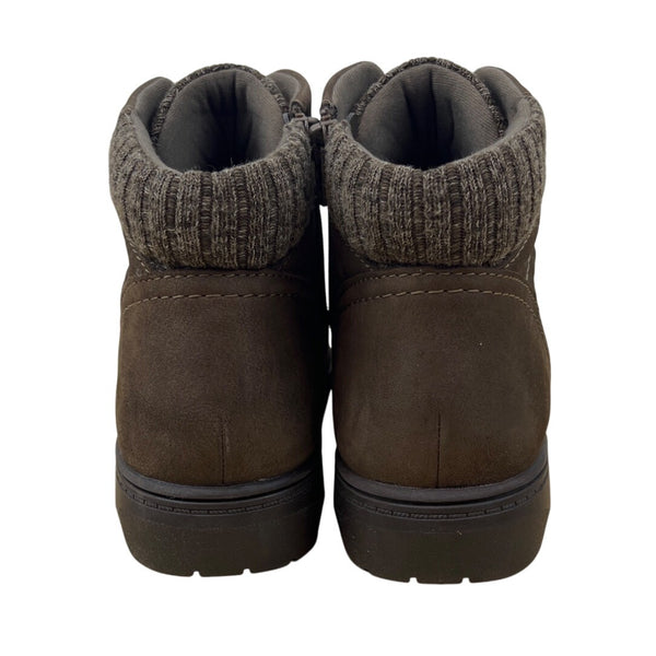 Clarks Womens Brown Nubuck Knit Cuff & Side Zip Closure Ankle Boots Sz 8.5W