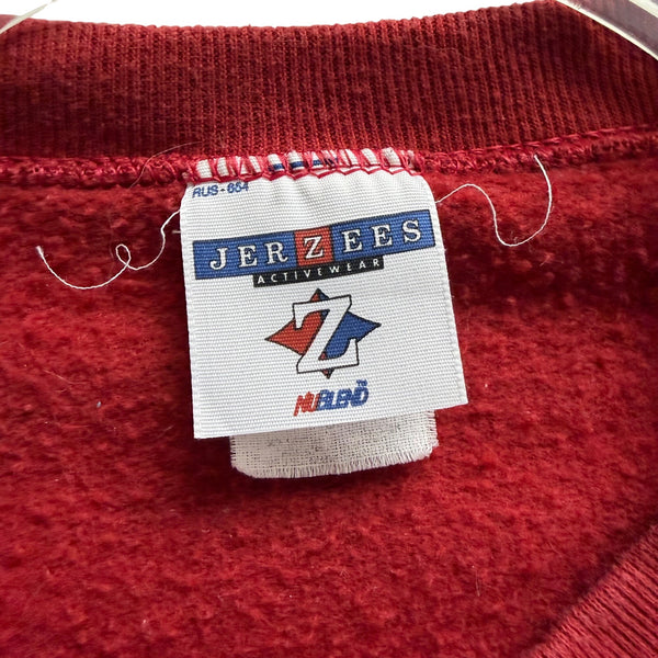 Jerzees Womens Red Cotton Crewneck Button Christmas Tree Sweatshirt Size L