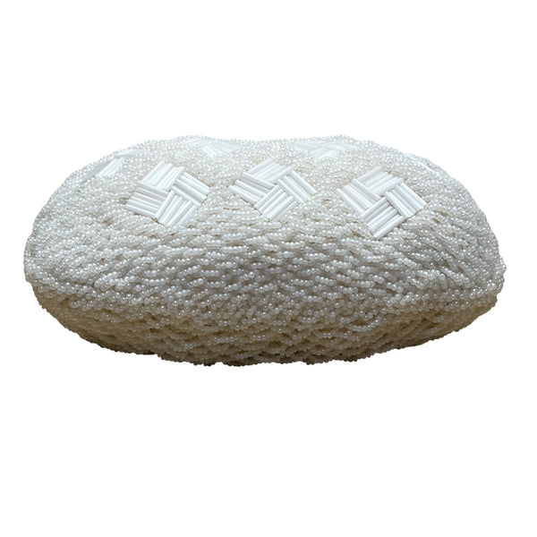 Vintage Magid Women’s Ivory Beaded Handbag With Chain Strap Evening Purse