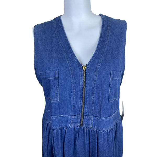 Koret City Blue Women’s Blue Denim Sleeveless Maxi Dress Relaxed Sz 22W - New