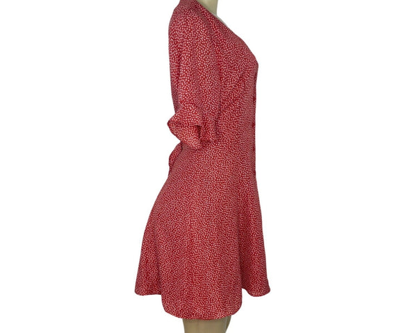 Lulus Red & White Polka Dot Button-Front Mini Dress Size L - New